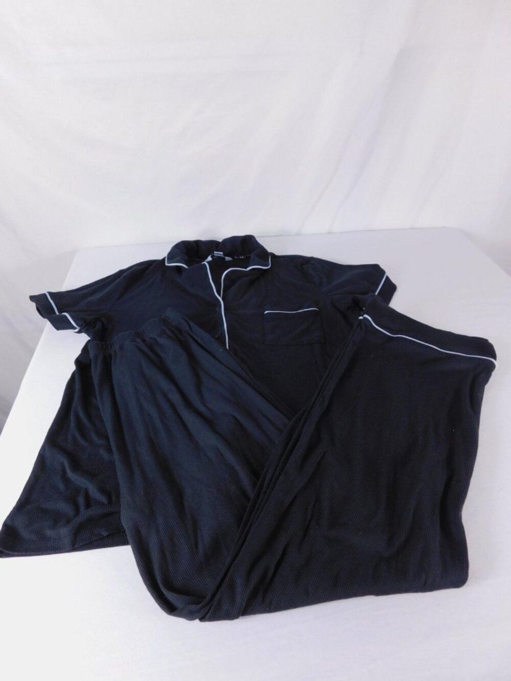 Nicole Miller New York Pajama Set Womens M Black Knit Short Sleeve Top Pants
